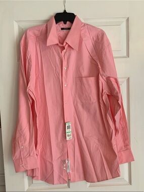 Alfani Men's Soft Solid Pink Dress Shirt - Classic Spread Collar N-17 S-34/35